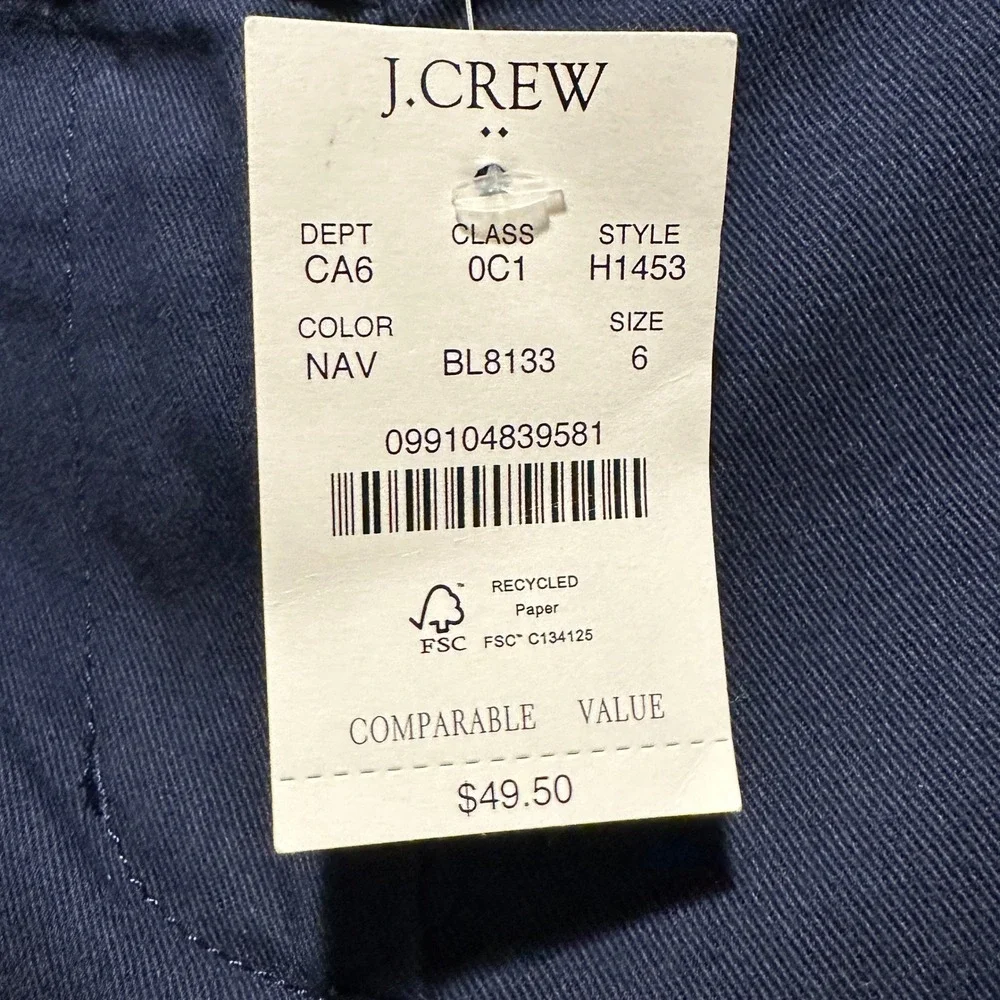 NEW J. Crew Chino Shorts Women Size 6 Navy Blue‎ 5